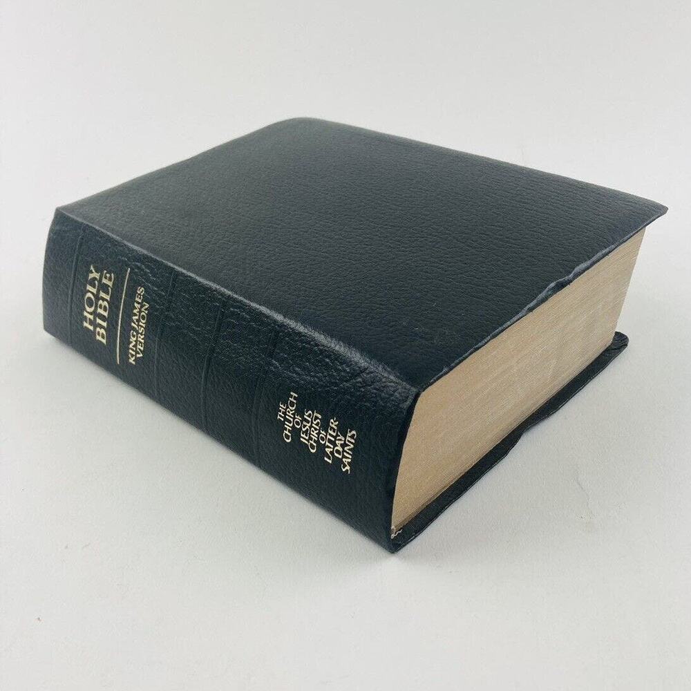 LDS Holy Bible King James Version Black Leather Page 55-56 misprint rare flaw